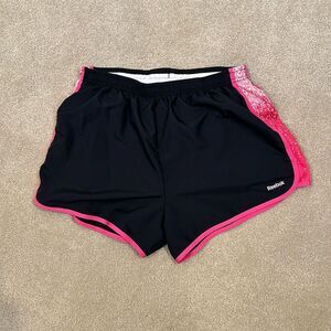 Reebok Black Pink Running Lined Women Shorts Size Medium